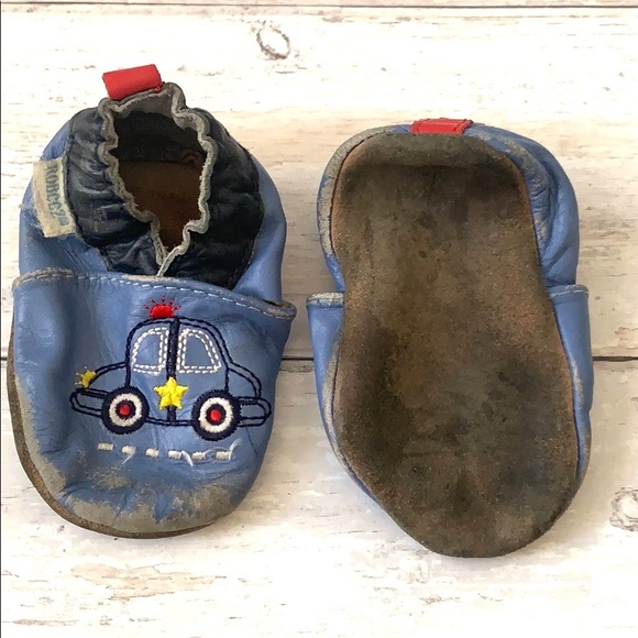 Robeez Size 3 Baby Boys Moccasin Shoes Blue Car Design Baby Leather Boots - Picture 3 of 3